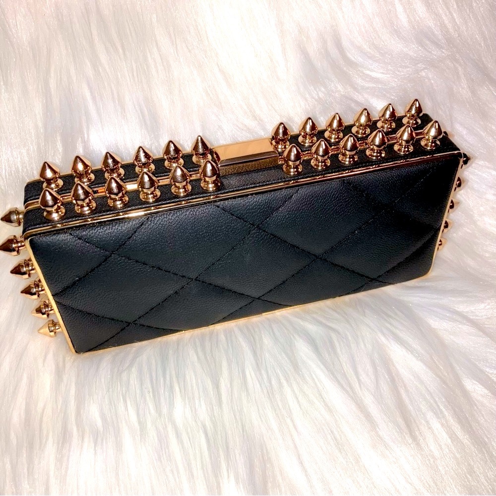 💋NWOT💋Patrick Shannon💋Black + Gold Studded Crossbody/Clutch